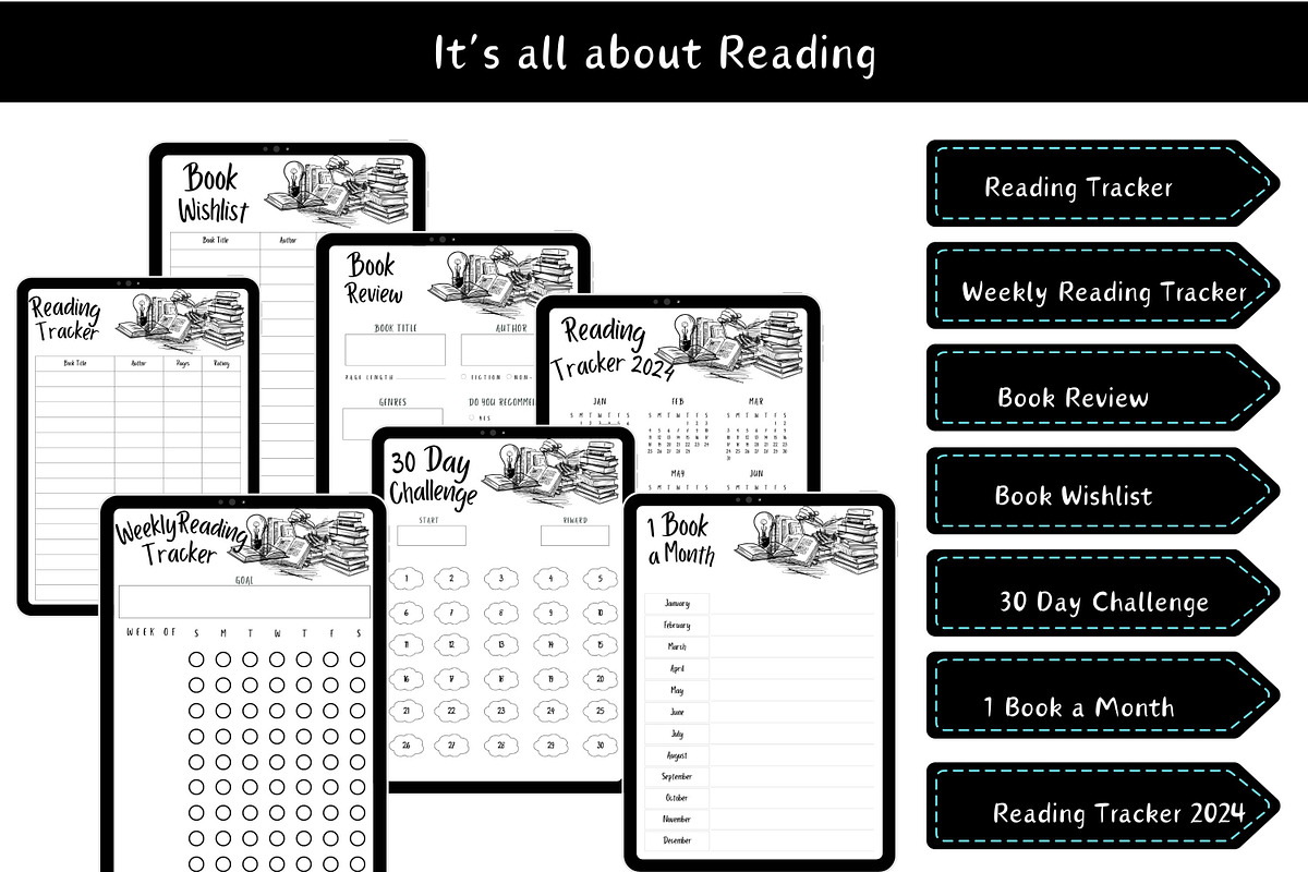 Ultimate Printable Reading Tracker, a Templates & Theme by 2 Nomazi (Photo 1 of 9)