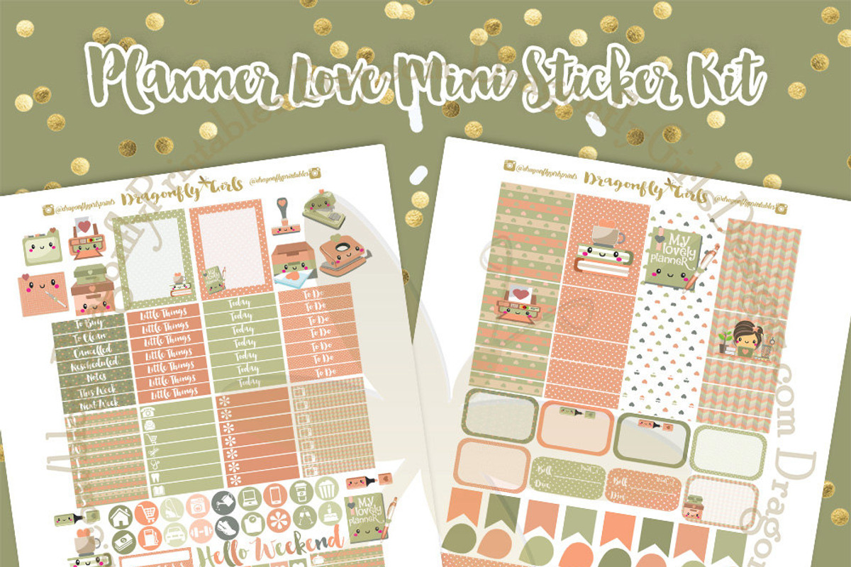 Planner Love Printable Stickers, a Graphic by Dragonfly Girls Designs