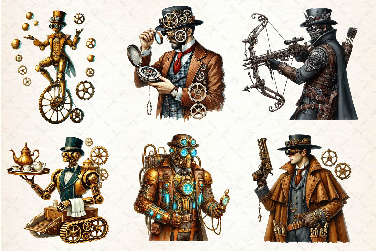 Steampunk  Character Clipart, an Illustration by CreationArt (Photo 2 of 5)