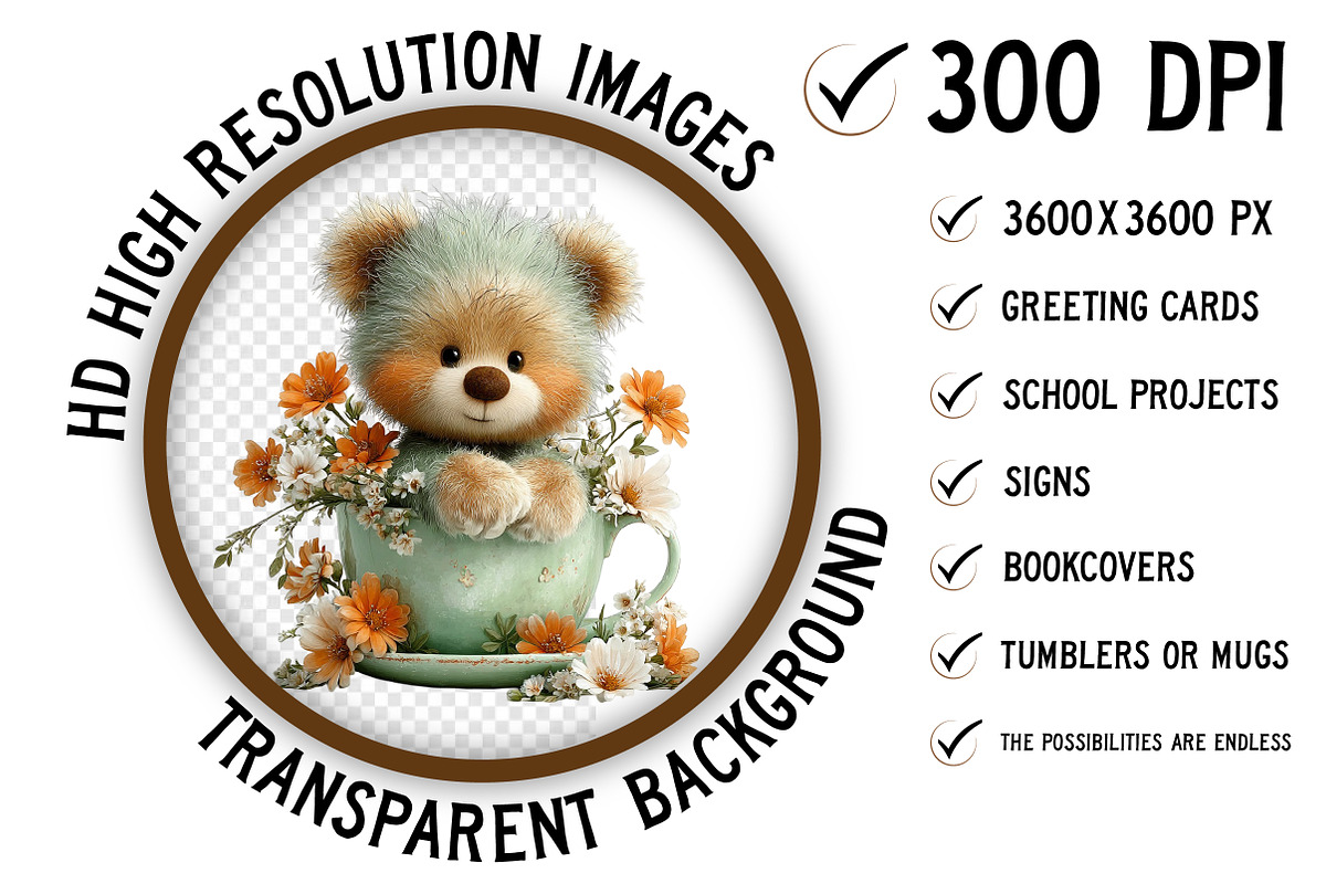 Spring Teddy Bear Clipart Png, an Illustration by Craft Nest (Photo 2 of 11)