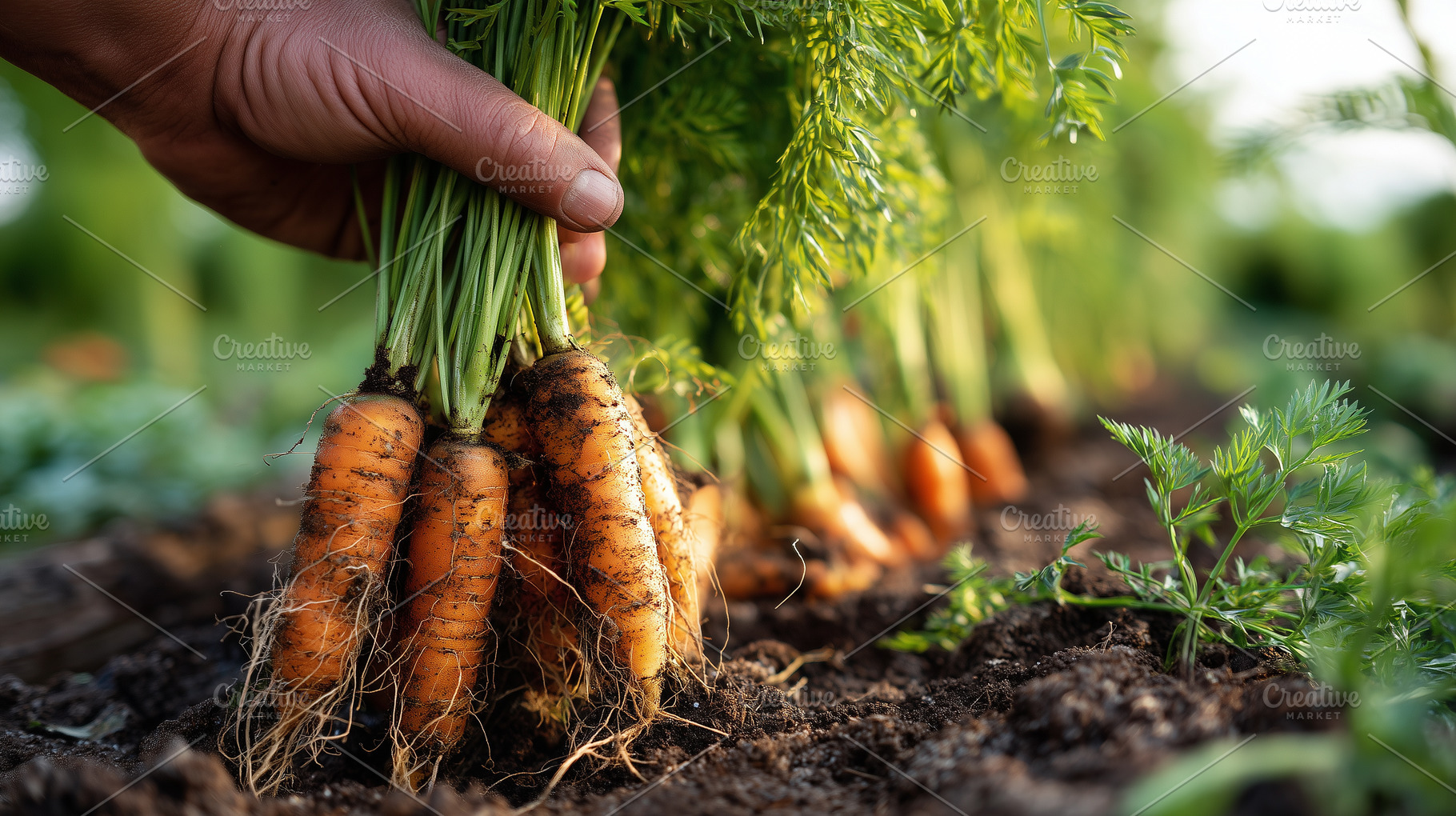Hand harvesting freshly grown carrot, a Nature Photo by MistyDay