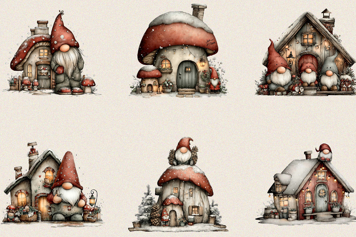 Whimsical Christmas House Clipart Bu, an Illustration by SVGArt (Photo 7 of 8)