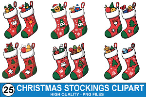 Christmas Stockings Clipart Bundle, a Graphic by crative8112