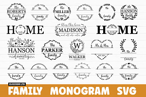 Family Name Monogram SVG Bundle