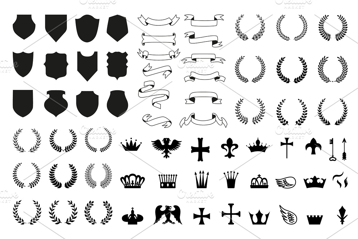 Heraldic symbols. Black laurel, an Illustration by Valerie Bodnar