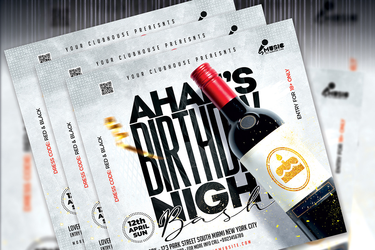 Birthday Night Bash Flyer, a Templates & Theme by MithilaCreation (Photo 5 of 5)