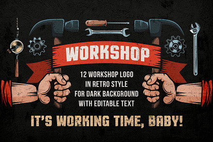 Workshop Color Emblems On Dark, a Branding & Logo Template by Agor2012 shop