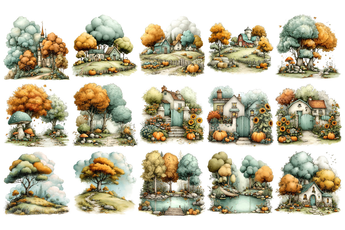 Autumn Landscapes PNG Clipart, a Seasonal Illustration by Nicolle's Colorful Art (Photo 2 of 4)