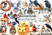 Halloween Birds Watercolor Clipart, an Illustration by Rose Art (Thumbnail 1 of 7)