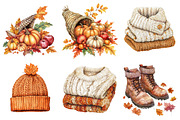 Watercolor Cozy Fall Clipart Bundle, a Seasonal Illustration by CitraGraphics (Thumbnail 3 of 8)