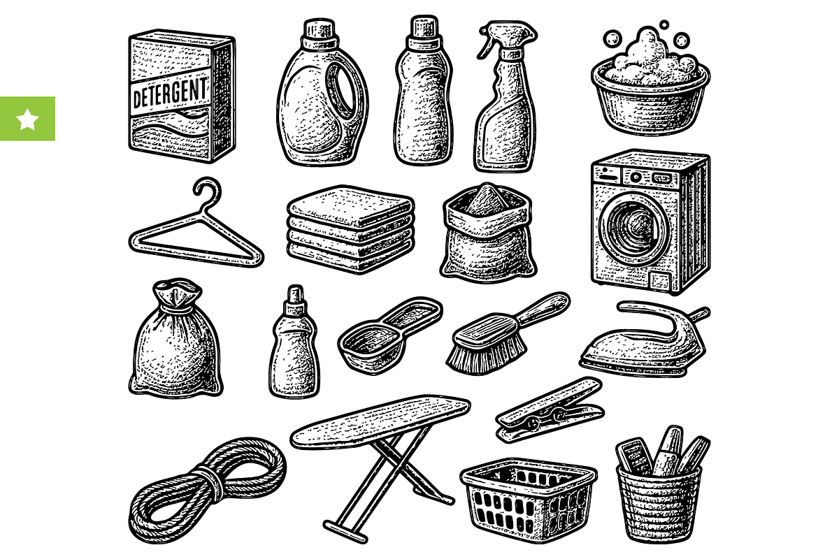 Laundry & Cleaning Tools Set, an Object Graphic by RT Studio (Photo 1 of 4)
