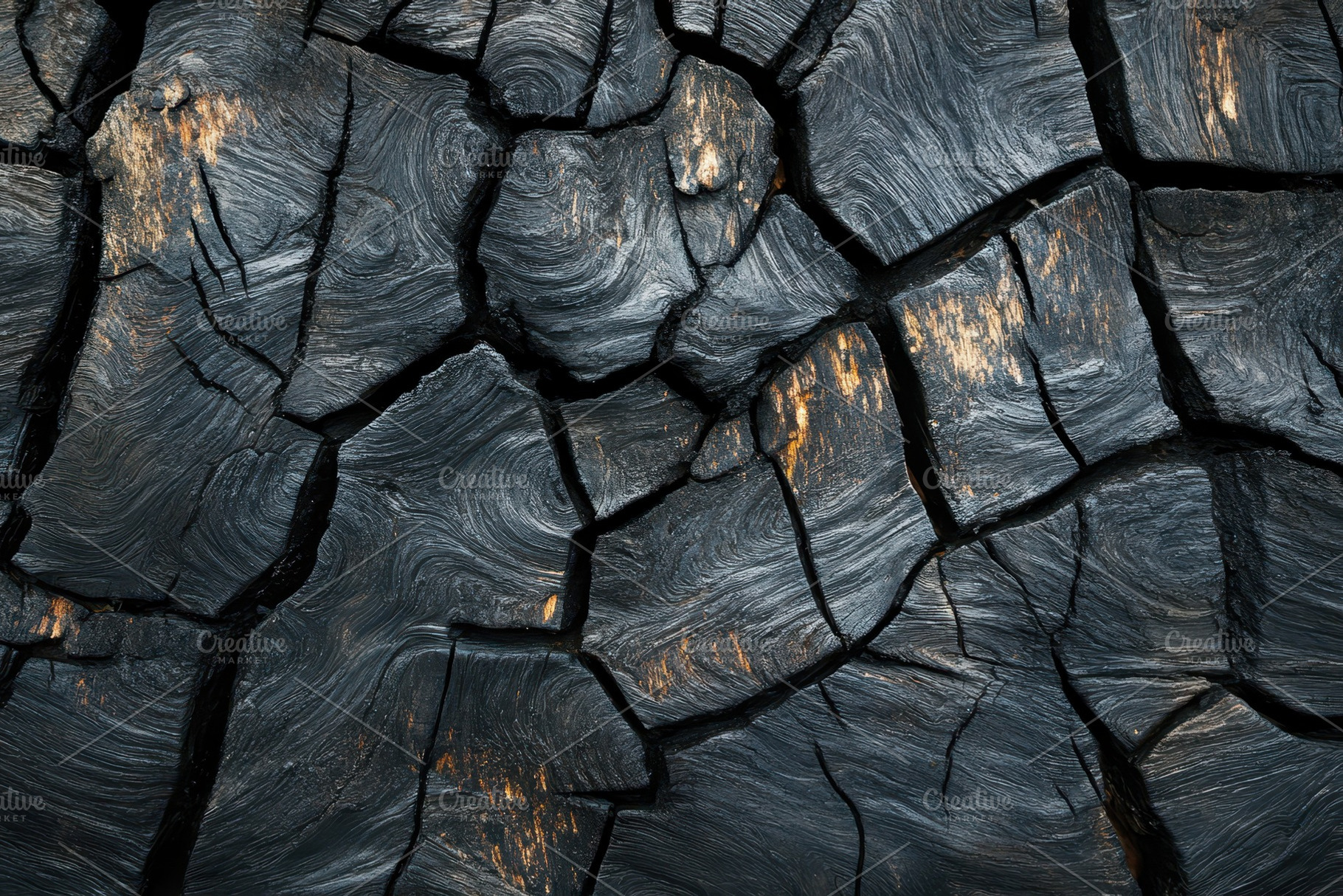 A captivating cracked charred wood, a Photo by Pavel_design