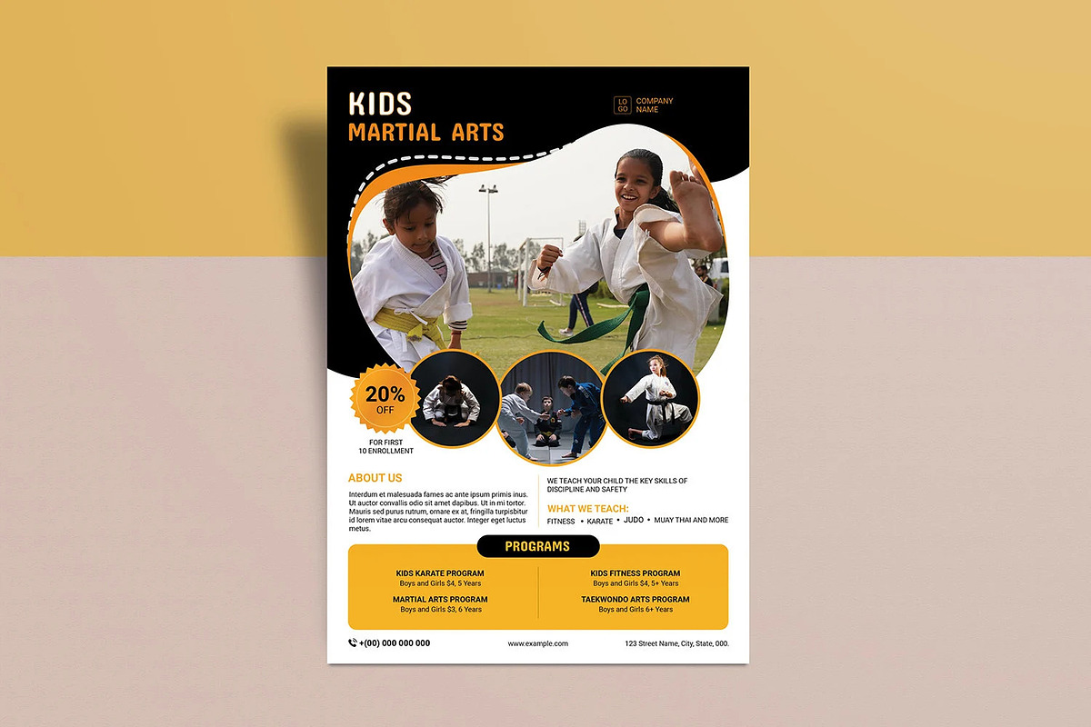 Kids Martial Arts Flyer Template, a Flyer Template by retrographix (Photo 3 of 4)