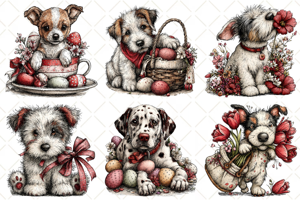 Whimsical Easter Dog Clipart, an Illustration by Black Bird Studio (Photo 4 of 5)
