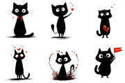 Whimsical Valentine Black Cat, an Illustration by Designking (Thumbnail 2 of 5)