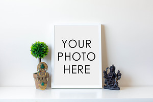 White Frame With Statue & Topiary