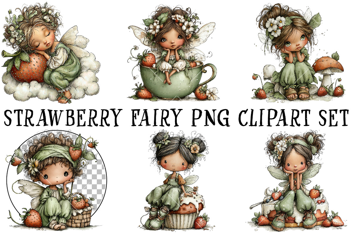 Strawberry Fairy PNG Clipart, a Seasonal Illustration by OK Design (Photo 2 of 6)