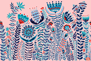 Blue Folk Art Garden, a Pattern Graphic by Arie Clares (Thumbnail 5 of 13)
