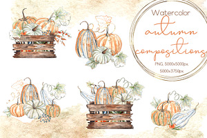 Pumpkins. Watercolor Collection