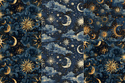8 Golden Cosmos Seamless Patterns, a Pattern Graphic by Inknfolly (Thumbnail 3 of 5)