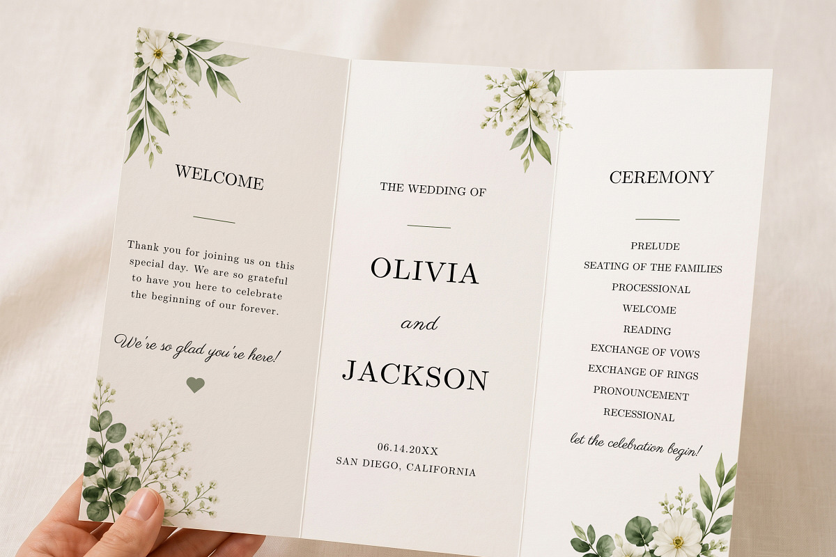 Botanical Wedding Program Template, an Invitation Template by Arslan (Photo 2 of 4)
