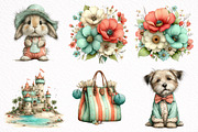 Coral And Aqua summer Clipart, an Illustration by DreamArtGraphic (Thumbnail 2 of 8)