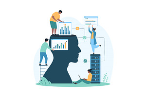 Digital data processing with AI, a Technology Illustration by Flashvector