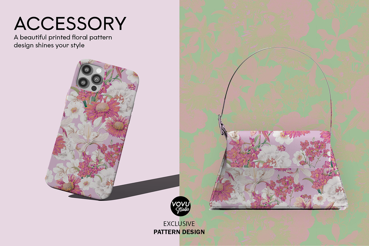 Blooming Floral Pattern Design, a Pattern Graphic by VOVU Studio (Photo 8 of 10)