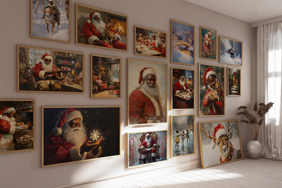 Vintage Black Christmas Wall Art, an Illustration by PrintablesByFranklyn (Photo 1 of 8)