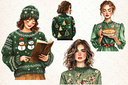 Winter Cozy Green Cottage Clipart, an Illustration by Libby Wishes (Thumbnail 3 of 9)
