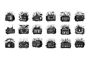 Radio stations logos black vector, an Object Illustration by Onyx