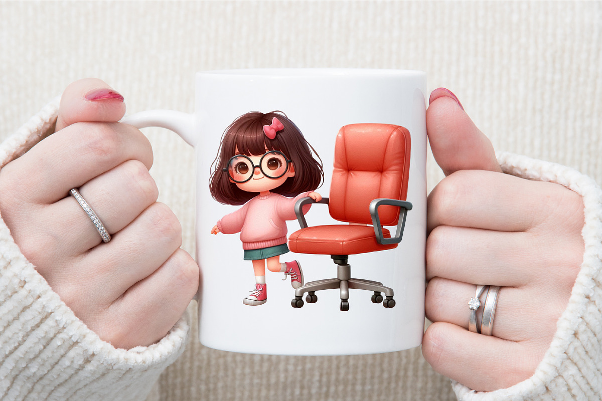 Quirky Girl with Chair Clipart Bundl, an Illustration by Sublimation Artist (Photo 5 of 6)