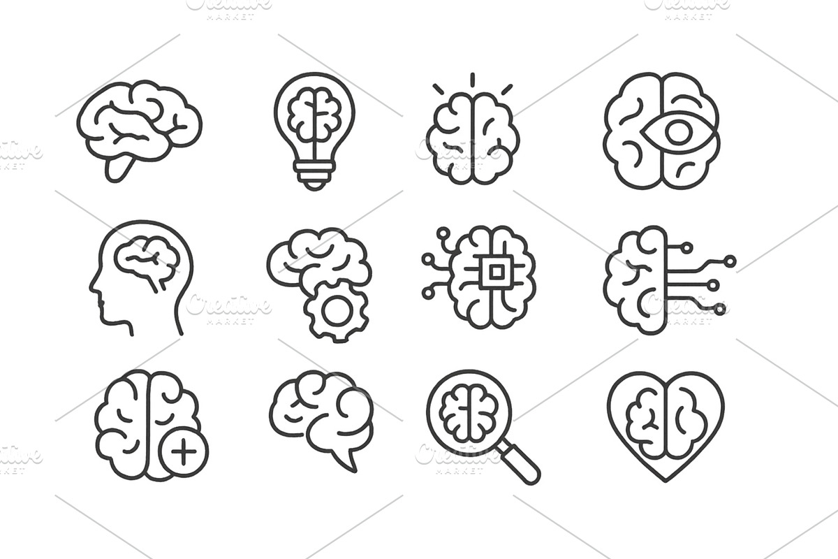 Collection of brain icons, an Illustration by ZinetroN