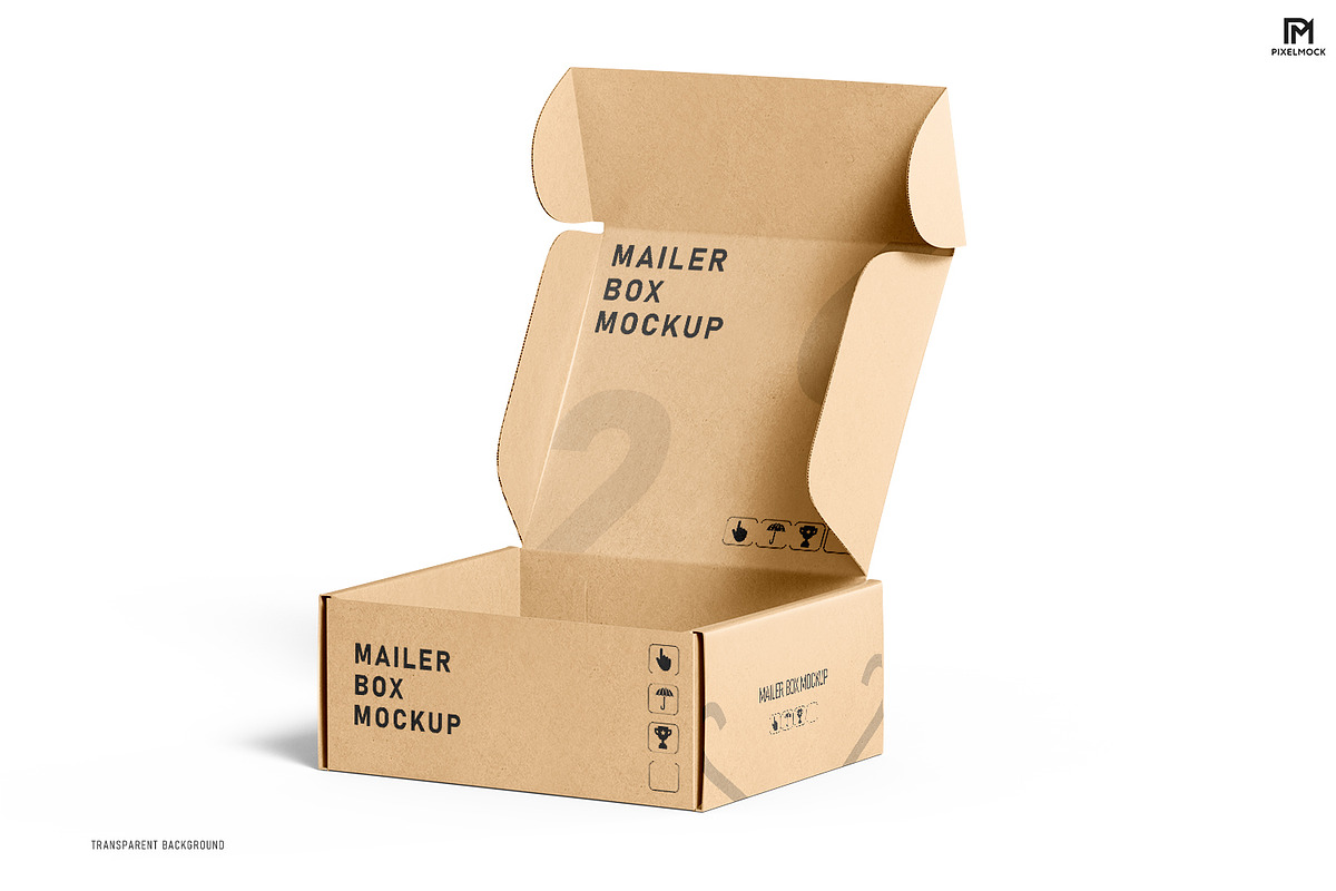 Square Kraft Mailer Box Mockup Set, a Packaging Mockup by pixelmock (Photo 12 of 19)