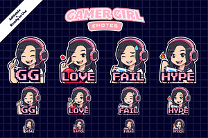 Gamer Girl Twitch Emotes Set