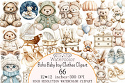 Watercolor Boho Baby boy Clothes Cli, a Seasonal Illustration by Design Market (Thumbnail 1 of 7)
