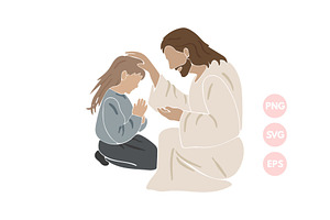 Jesus and Girl Christian Illustratio