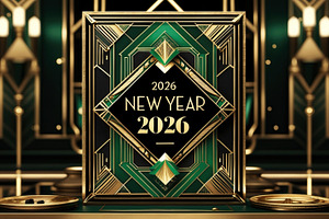 New Year 2026 with Gold and Green Ar, a Technology Photo by Perpis