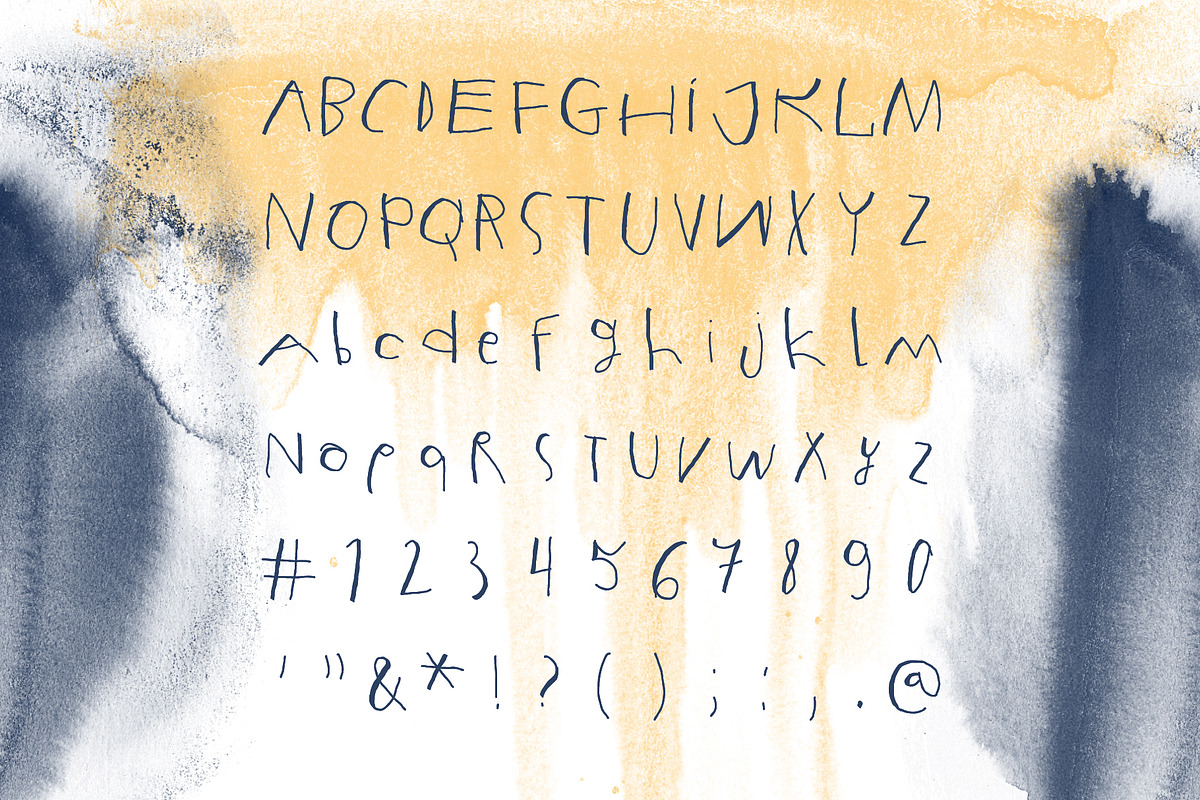 Sloppy childish font written by hand, a Script Font by VyacheslavKolb (Photo 2 of 5)