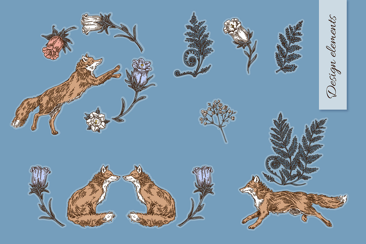 Running foxes. Set seamless pattern., a Pattern Graphic by Kseniakrop (Photo 6 of 6)