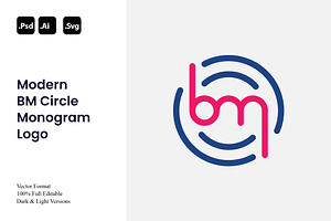 Modern BM Circle Monogram Logo, a Branding & Logo Template by Luxury Logos