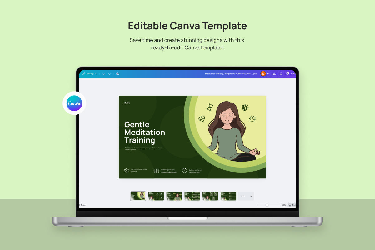 Serene Mindful Meditate Infographic, a Presentation Template by productype1 (Photo 4 of 5)