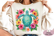 Floral Sea Turtle Summer PNG, an Illustration by Daily.Designs (Thumbnail 2 of 5)