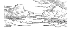 Vintage Engraved Clouds Stretching, an Illustration by AlexArt