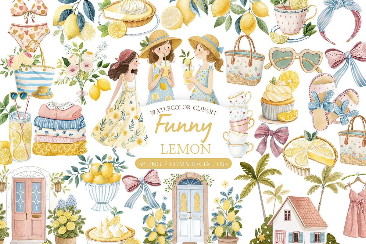 Watercolor Citrus Wedding Clipart, an Illustration by MockupWizard (Photo 1 of 7)