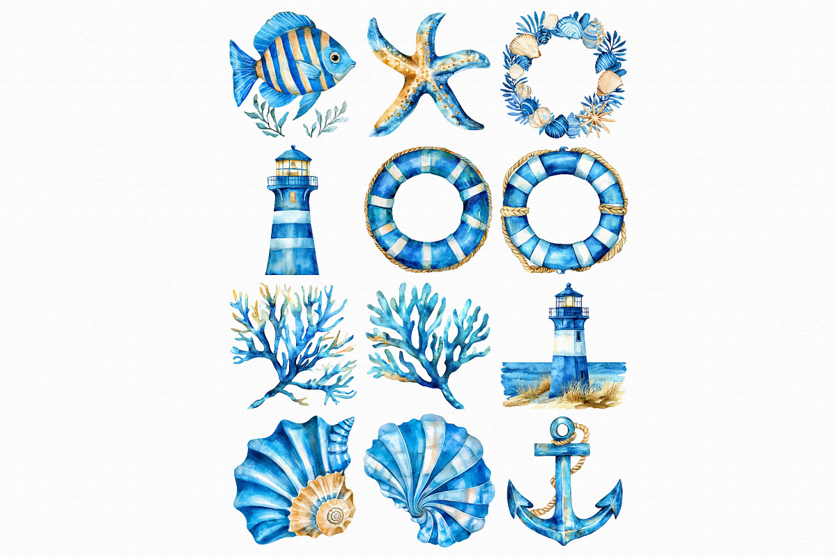 Watercolor Coastal Clipart, an Illustration by Libby Wishes (Photo 2 of 5)