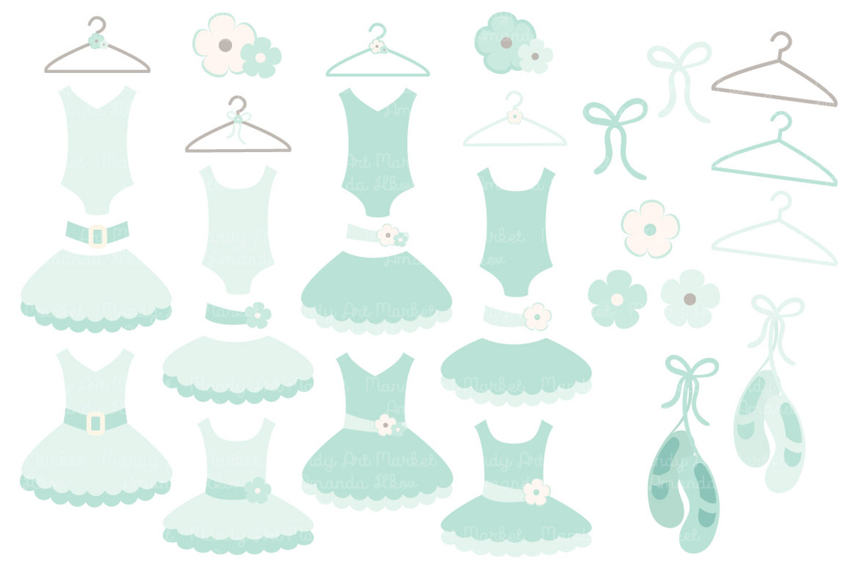Mint Ballet Tutus Clipart, an Illustration by Amanda Ilkov (Photo 2 of 2)