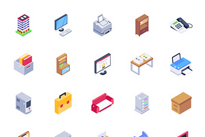 Office Supplies Isometric Icons Pack