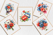 Whimsical Patriotic Flowers Clipart, a Seasonal Illustration by Rose Art (Thumbnail 5 of 6)