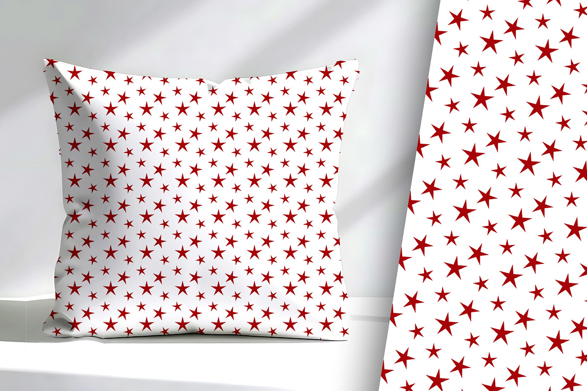 Red Stars on White Seamless Repeat, a Pattern Graphic by Sharon Schwalbe (Photo 2 of 6)